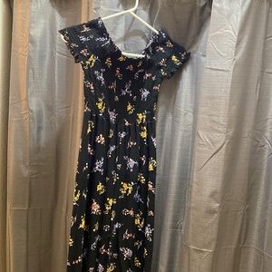 Long pants romper, black with floral. Rue21 size small